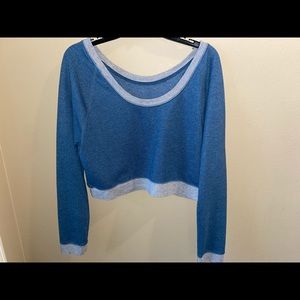 Unbranded Colorblock Cropped Blue Gray Sweater